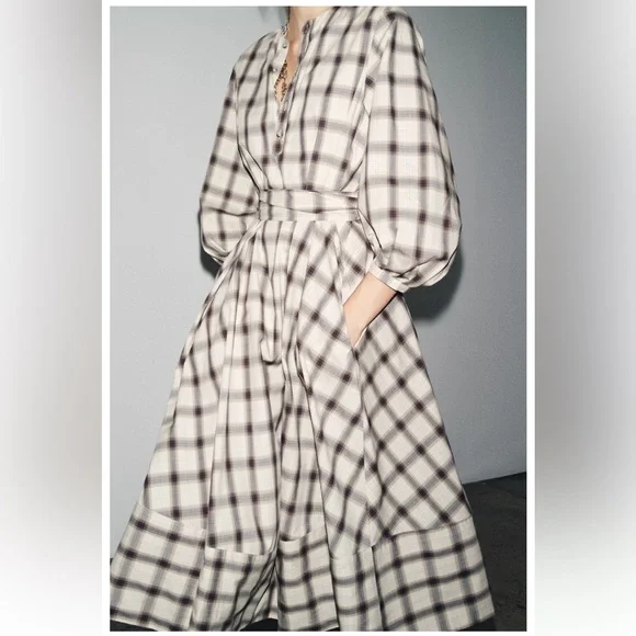 ZARA COLLECTION PLAID SHIRT DRESS - Picture 5 of 10